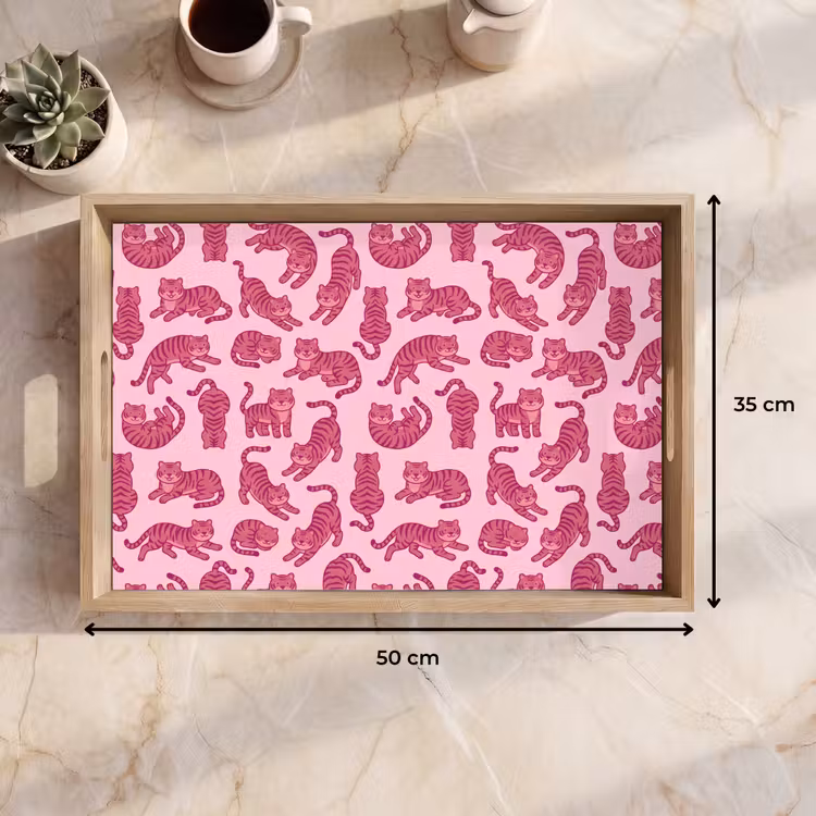 Dienblad - Dieren - Patroon - Roze - Speels - Cartoon — 9