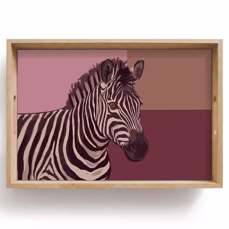 Dienblad - Dieren - Zebrahoofd - Wildlife - Modern - Bruin — 1