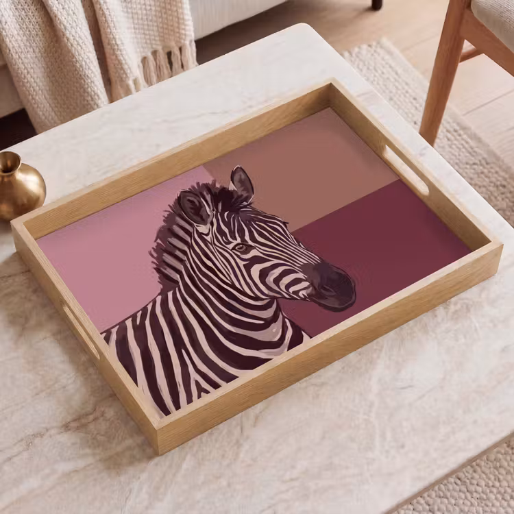 Dienblad - Dieren - Zebrahoofd - Wildlife - Modern - Bruin — 2