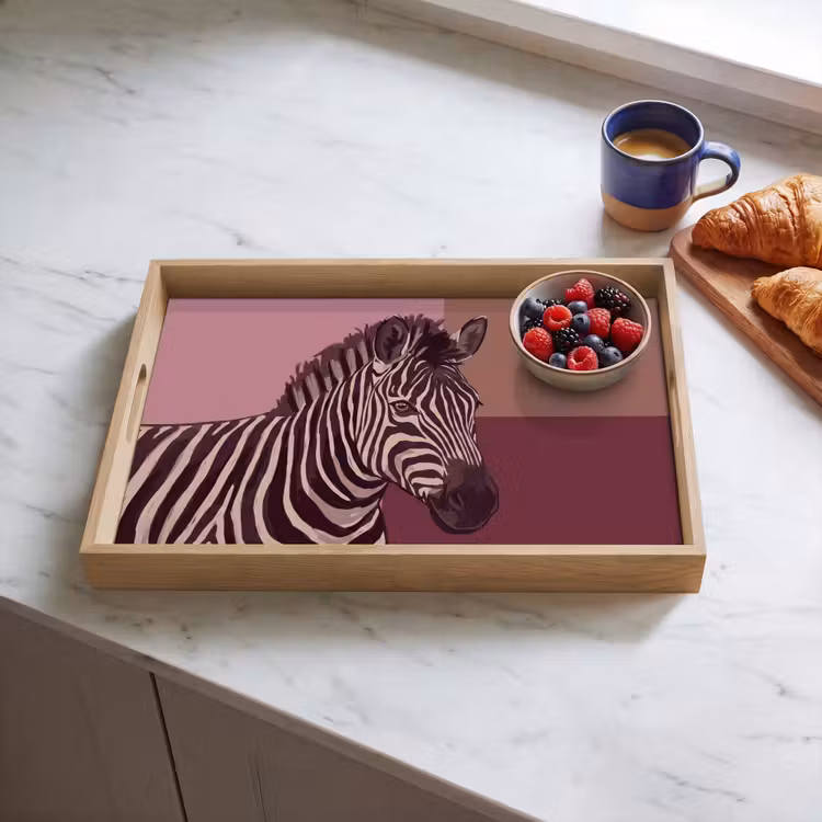 Dienblad - Dieren - Zebrahoofd - Wildlife - Modern - Bruin — 4