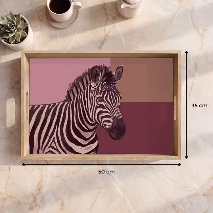 Dienblad - Dieren - Zebrahoofd - Wildlife - Modern - Bruin — 9