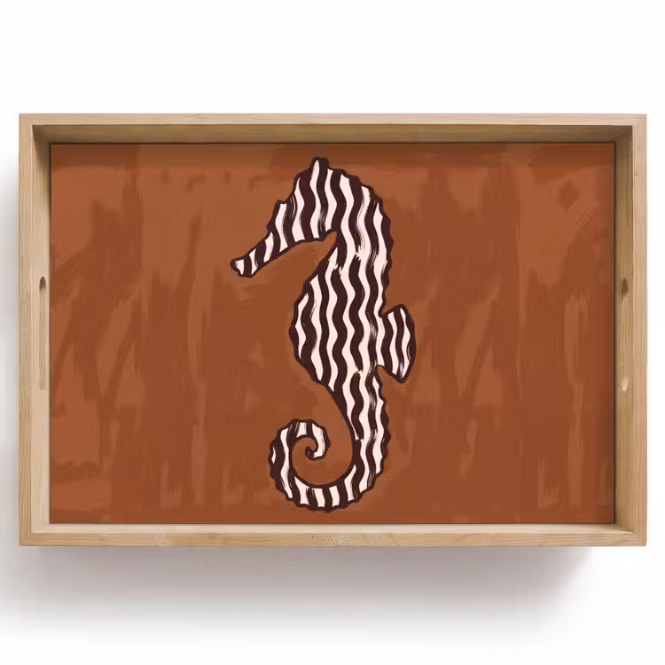 Dienblad - Dieren - Zeepaardje - Abstract - Bruin - Strepen — 1