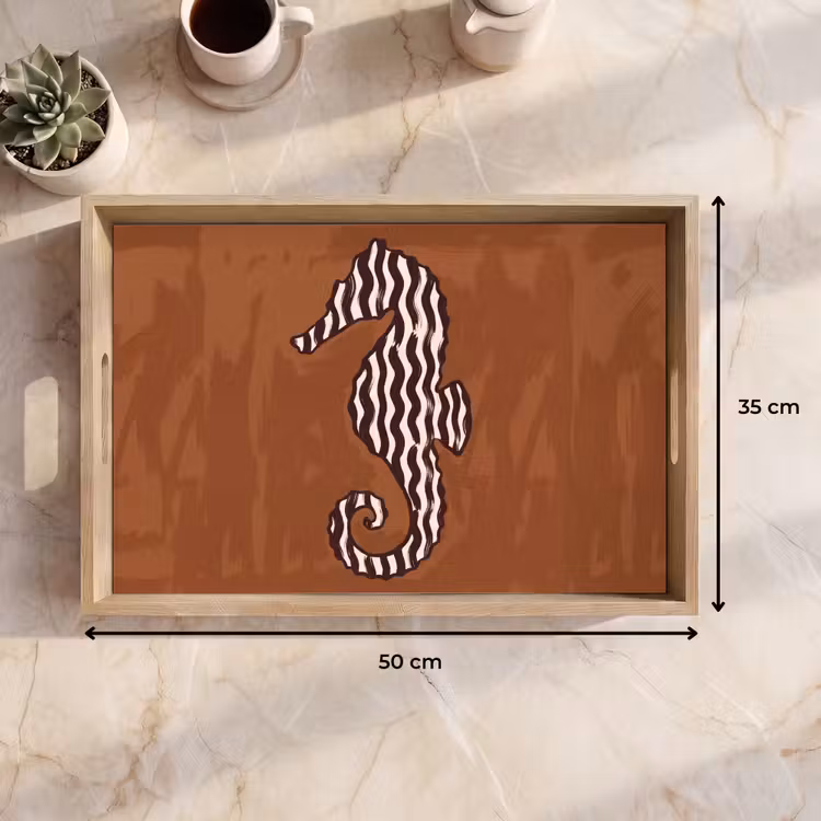 Dienblad - Dieren - Zeepaardje - Abstract - Bruin - Strepen — 9