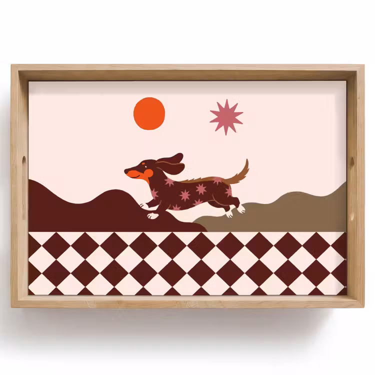 Dienblad - Hond - Abstract - Dieren - Modern - Bruin — 1