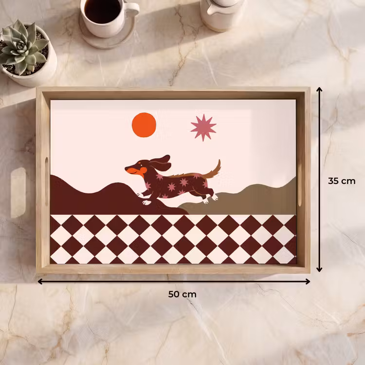 Dienblad - Hond - Abstract - Dieren - Modern - Bruin — 9
