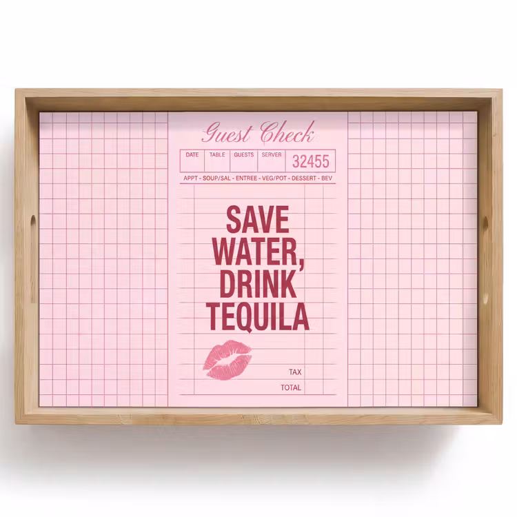 Dienblad - Humor - Drank - Tekst - Roze — 1