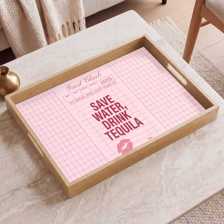 Dienblad - Humor - Drank - Tekst - Roze — 2