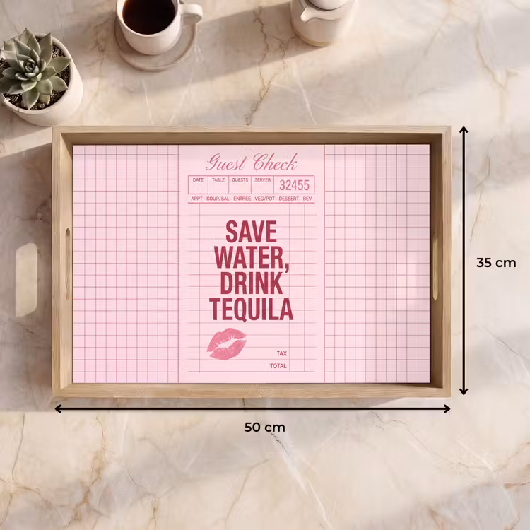 Dienblad - Humor - Drank - Tekst - Roze — 9