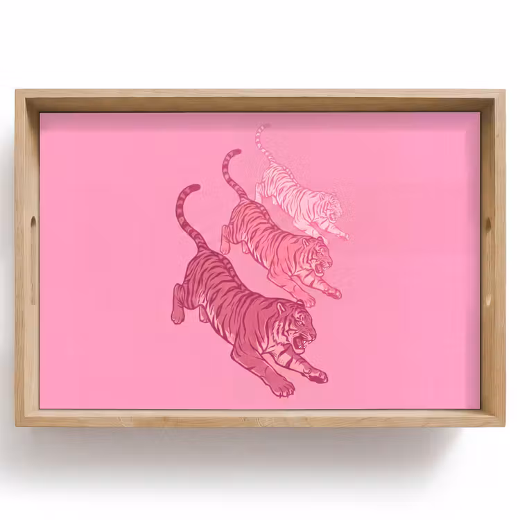 Dienblad - Kat - Springend - Dieren - Roze - Modern — 1