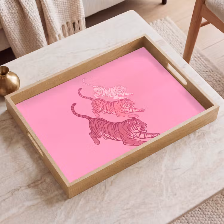 Dienblad - Kat - Springend - Dieren - Roze - Modern — 2