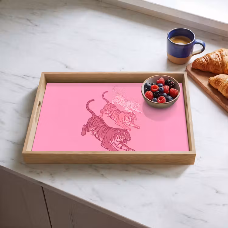 Dienblad - Kat - Springend - Dieren - Roze - Modern — 4