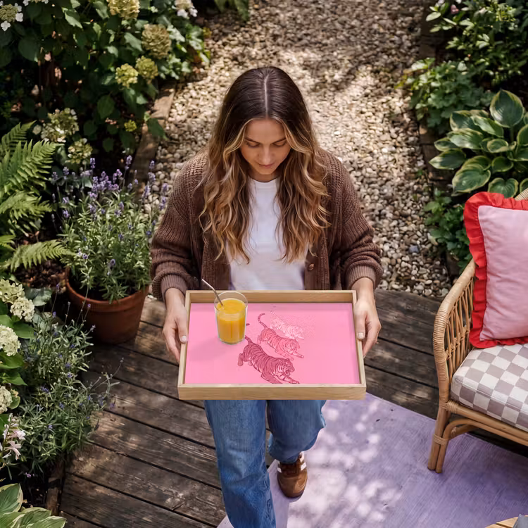 Dienblad - Kat - Springend - Dieren - Roze - Modern — 8
