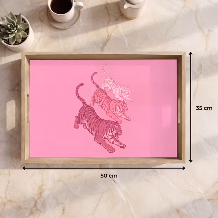Dienblad - Kat - Springend - Dieren - Roze - Modern — 9
