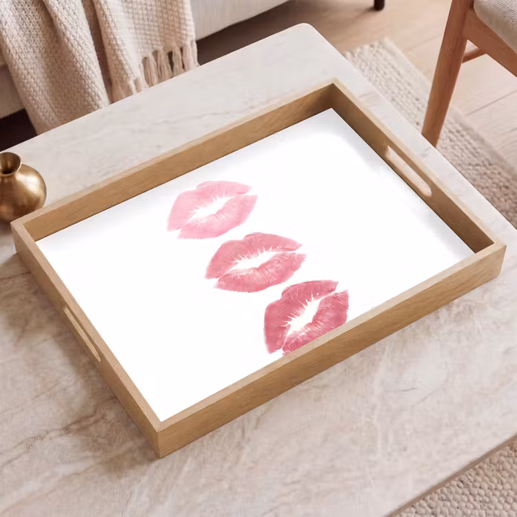 Dienblad - Lippen - Kusafdruk - Roze - Modern - Abstract — 2