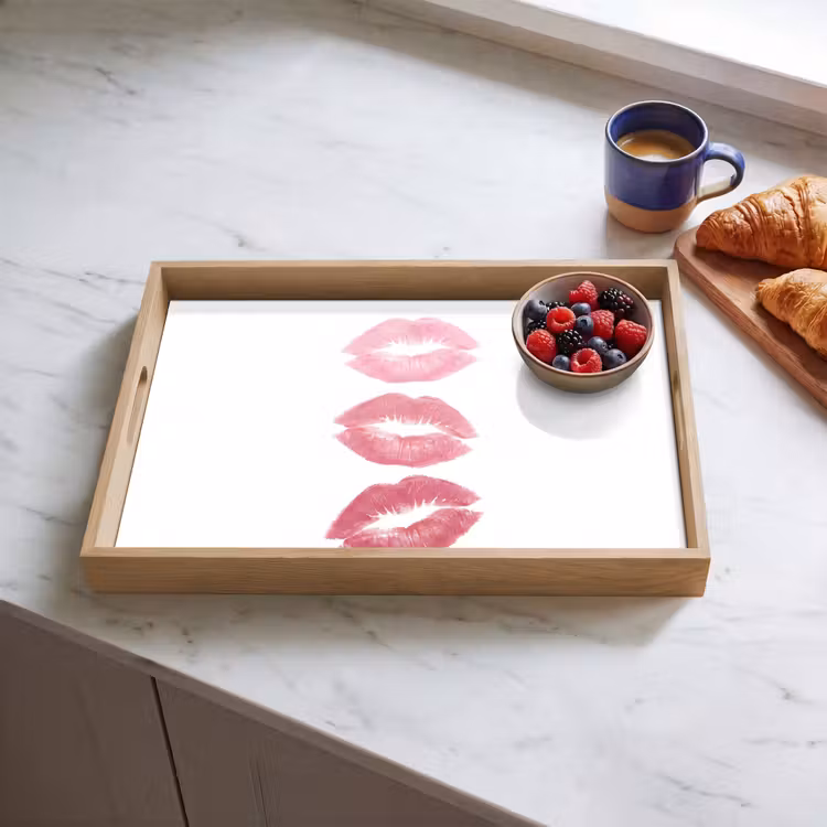 Dienblad - Lippen - Kusafdruk - Roze - Modern - Abstract — 4