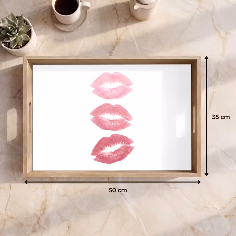 Dienblad - Lippen - Kusafdruk - Roze - Modern - Abstract — 9