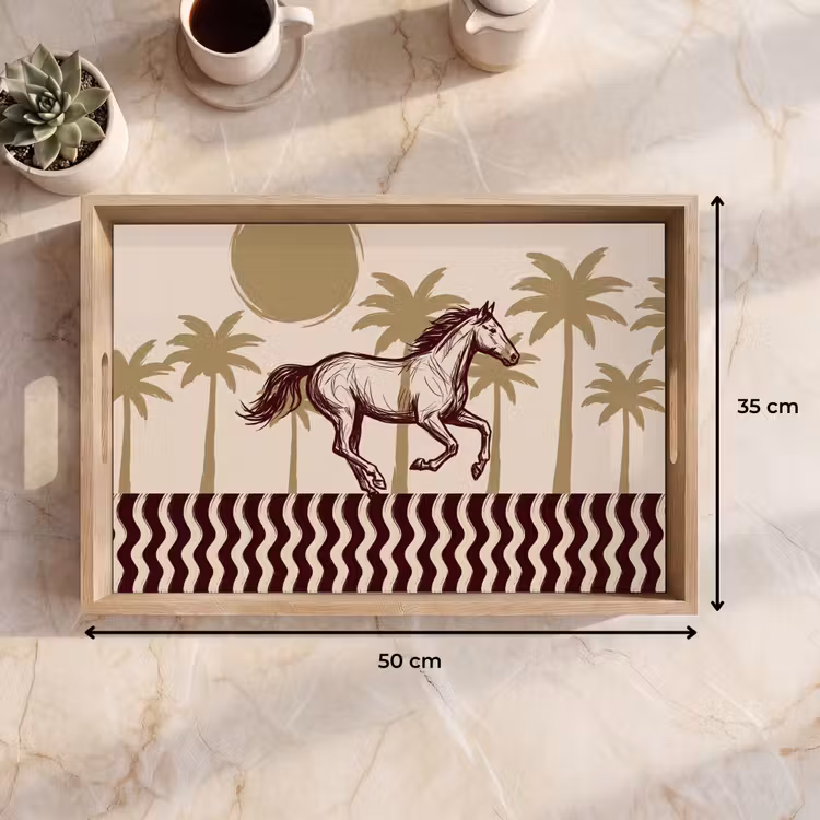 Dienblad - Paard - Galopperend - Woestijn - Illustratie — 9