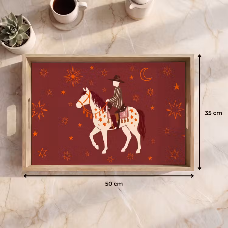 Dienblad - Paard - Ruiter - Sterren - Nacht - Illustratie — 9