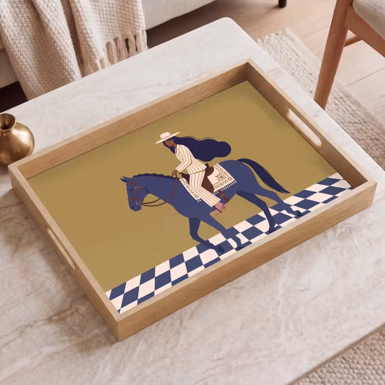 Dienblad - Vrouw - Paard - Rijden - Modern - Abstract — 2