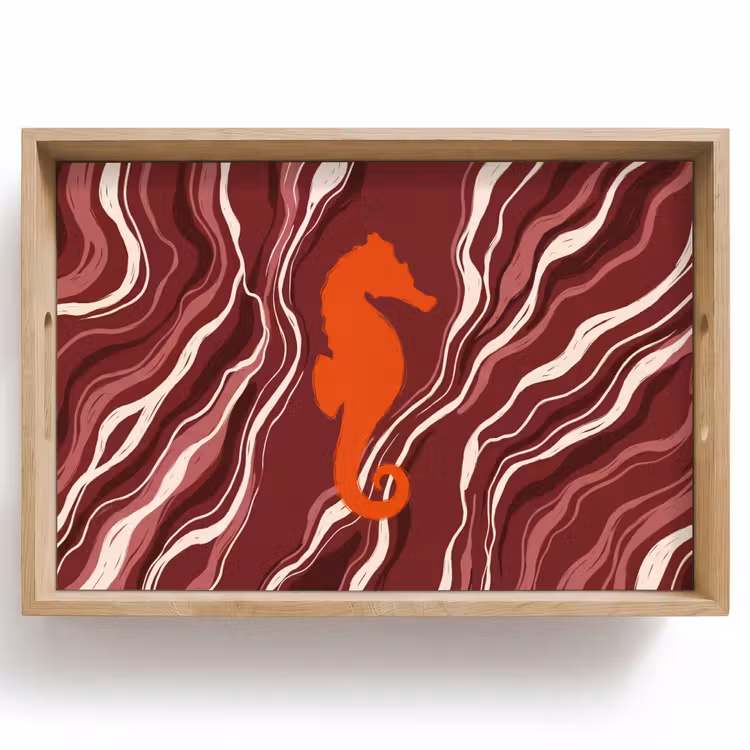 Dienblad - Zeepaardje - Golven - Zeeleven - Abstract - Oranje — 1