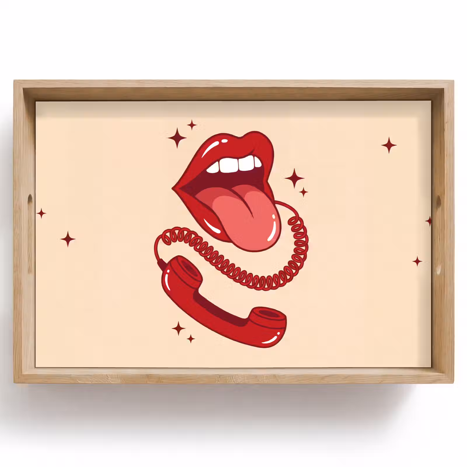 Dienblad - Mond - Telefoon - Popart - Rood - Illustratie — 1