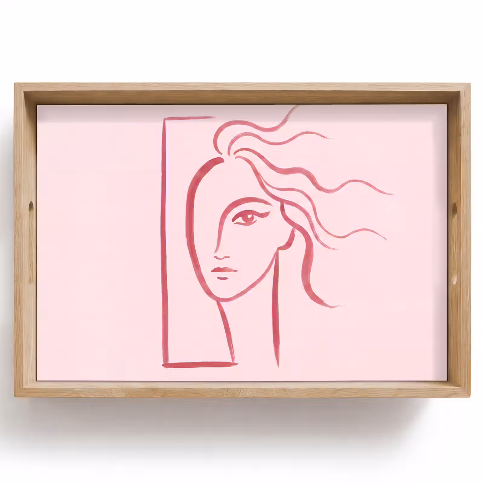 Dienblad - Vrouw - Portret - Abstract - Lijnkunst - Rood — 1