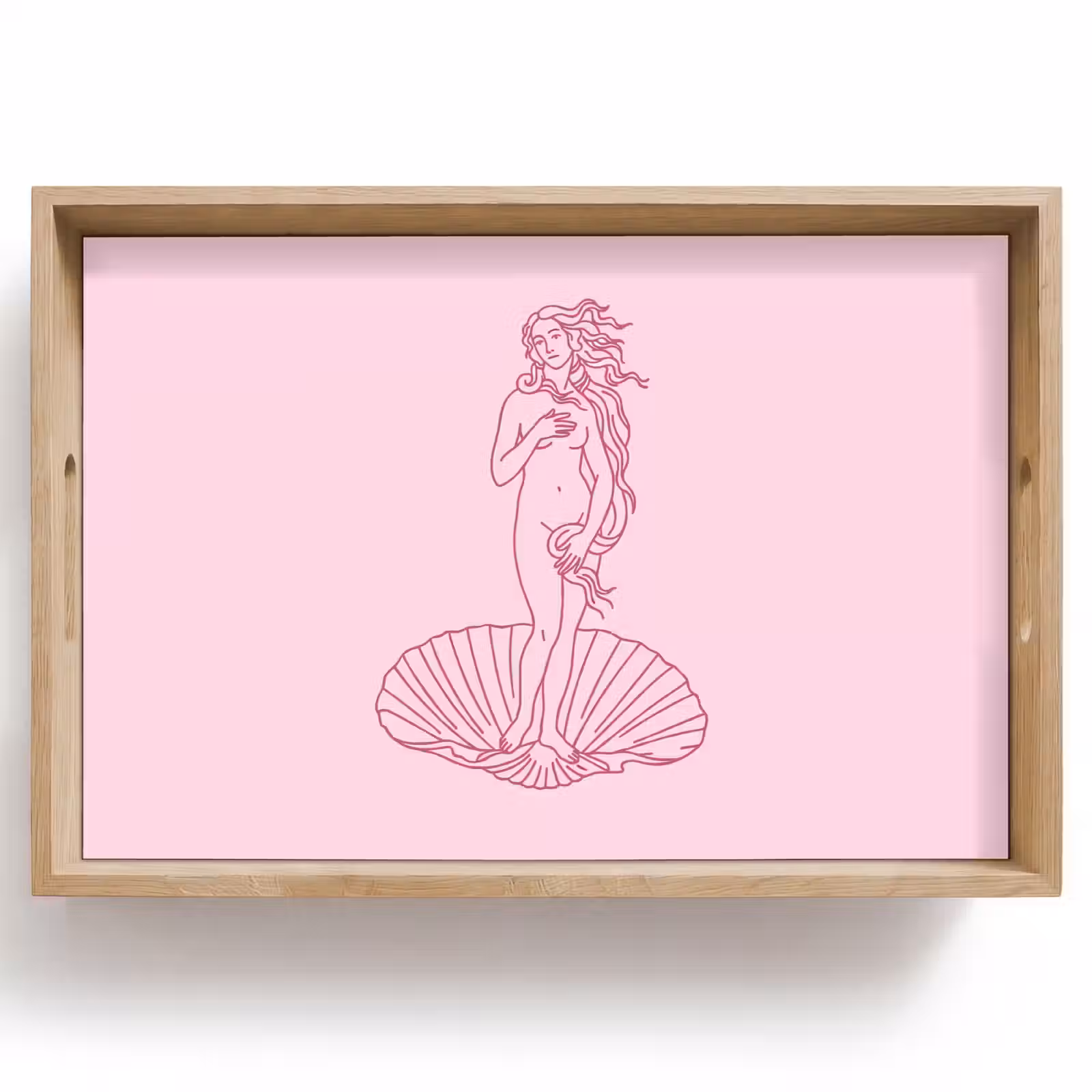 Dienblad - Vrouw - Schelp - Kunst - Lijntekening - Roze — 1