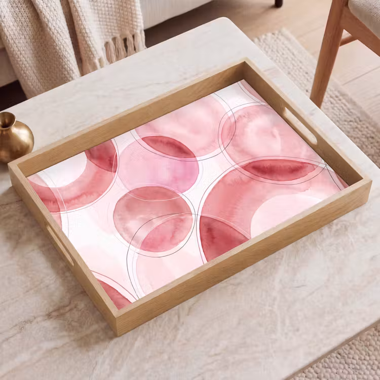 Dienblad - Abstract - Cirkels - Modern - Roze - Kunst — 2