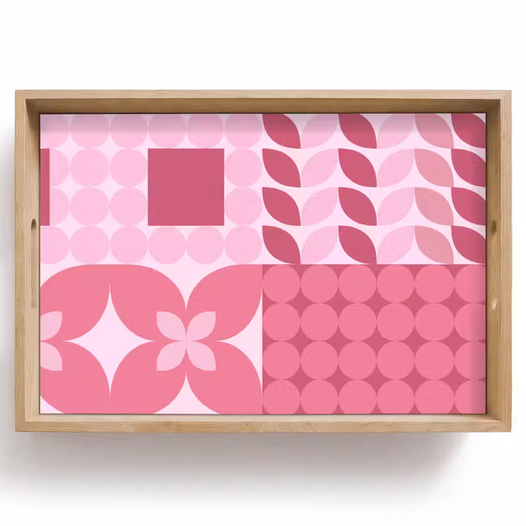 Dienblad - Abstract - Geometrisch - Patroon - Modern - Roze — 1