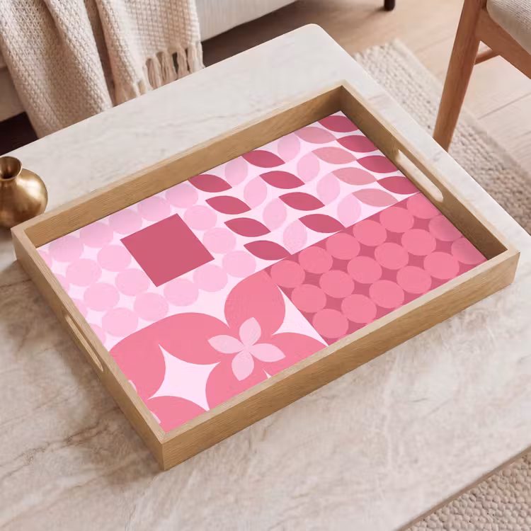 Dienblad - Abstract - Geometrisch - Patroon - Modern - Roze — 2