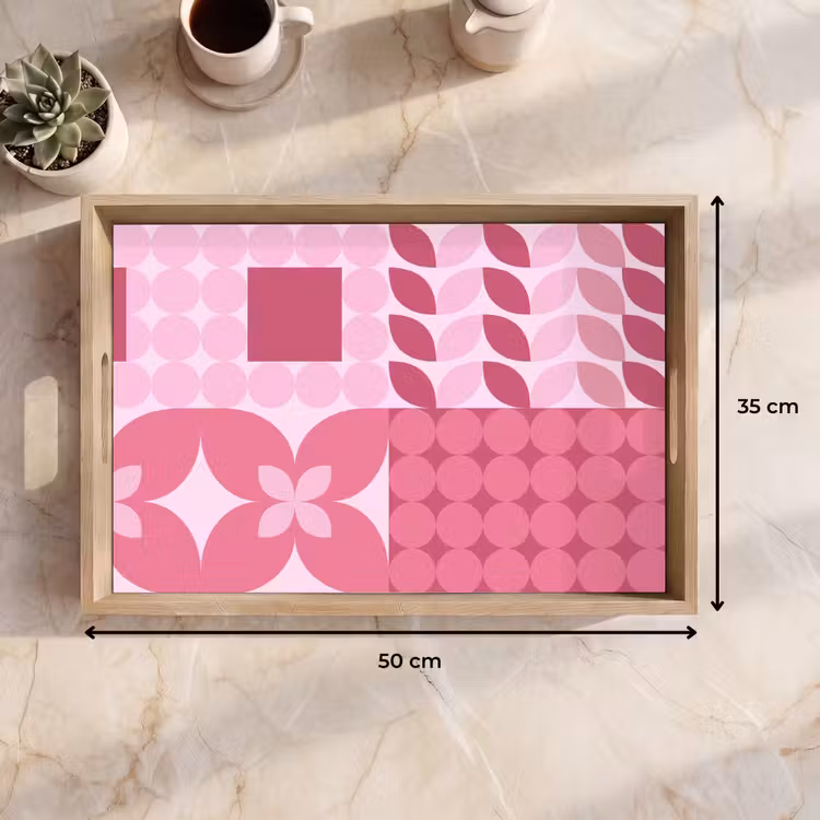 Dienblad - Abstract - Geometrisch - Patroon - Modern - Roze — 9