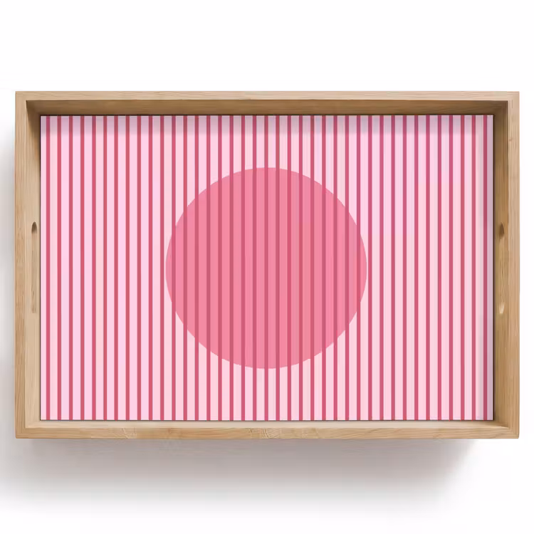 Dienblad - Abstract - Strepen - Ovaal - Roze - Modern — 1