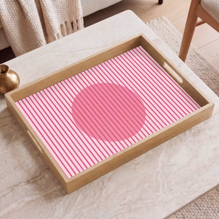 Dienblad - Abstract - Strepen - Ovaal - Roze - Modern — 2