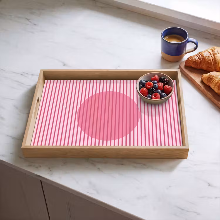 Dienblad - Abstract - Strepen - Ovaal - Roze - Modern — 4