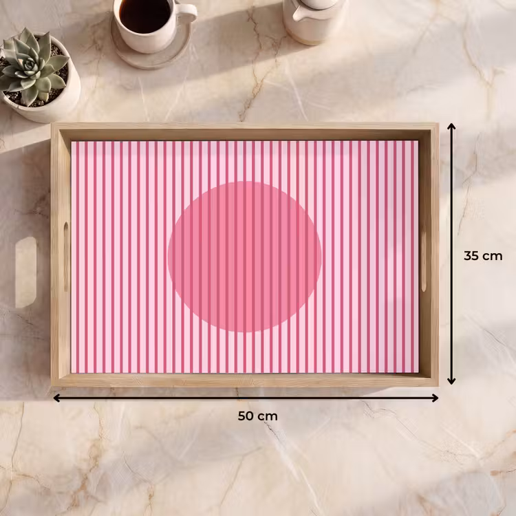Dienblad - Abstract - Strepen - Ovaal - Roze - Modern — 9