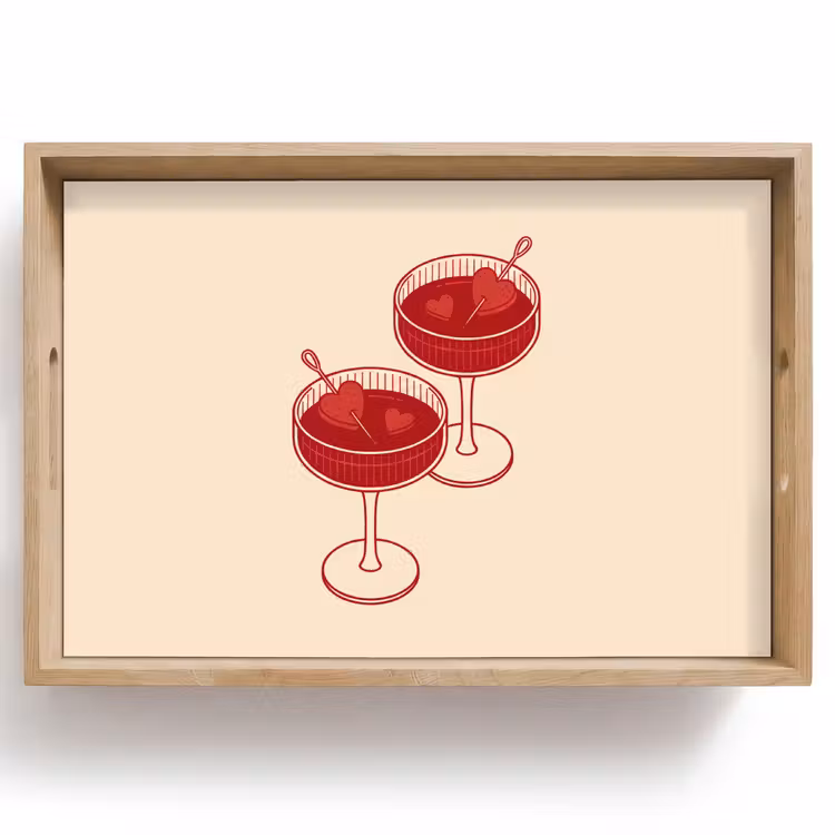 Dienblad - Cocktail - Hartjes - Liefde - Illustratie - Rood — 1
