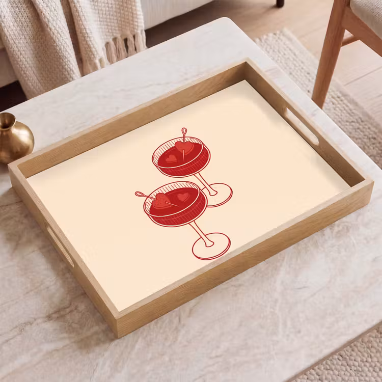Dienblad - Cocktail - Hartjes - Liefde - Illustratie - Rood — 2