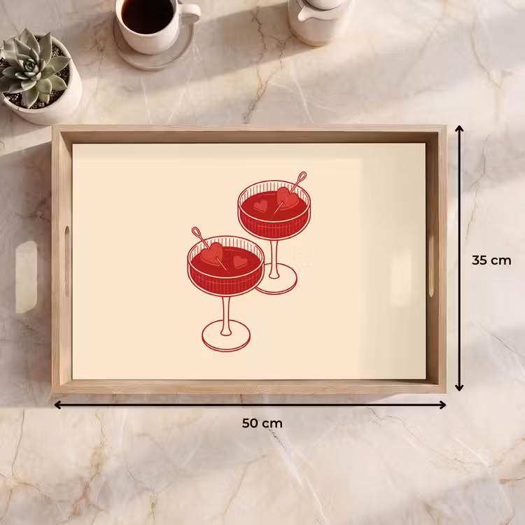 Dienblad - Cocktail - Hartjes - Liefde - Illustratie - Rood — 9