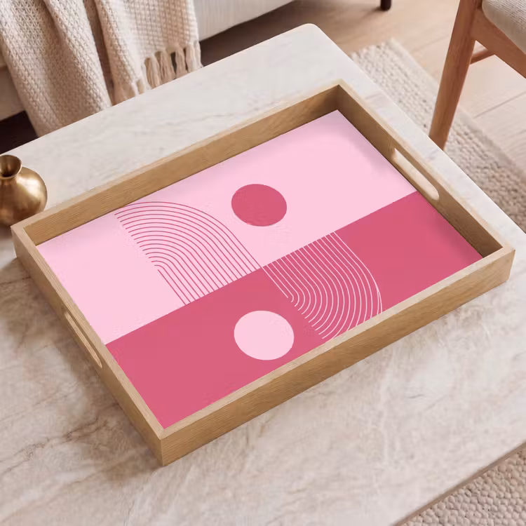 Dienblad - Geometrie - Patroon - Abstract - Roze - Modern — 2