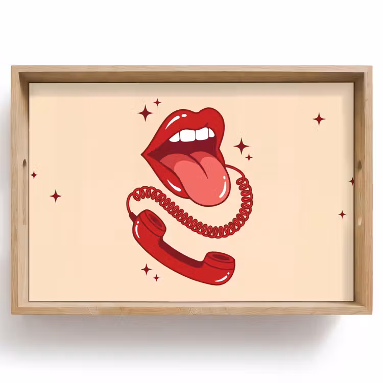 Dienblad - Mond - Telefoon - Popart - Rood - Illustratie — 1