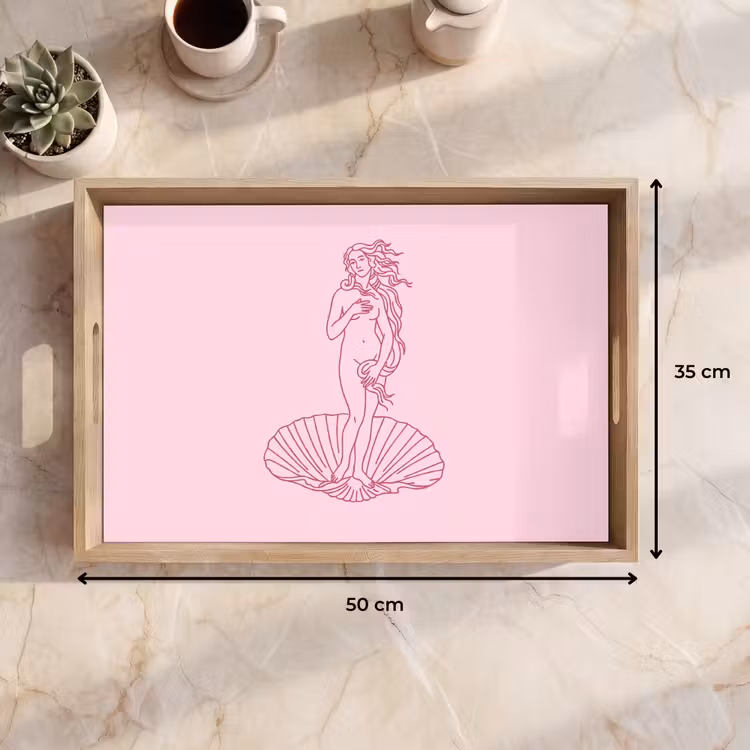 Dienblad - Vrouw - Schelp - Kunst - Lijntekening - Roze — 9