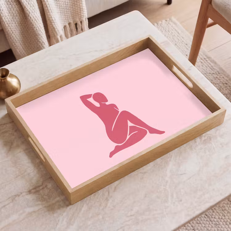Dienblad - Vrouw - Silhouet - Abstract - Modern - Roze — 2