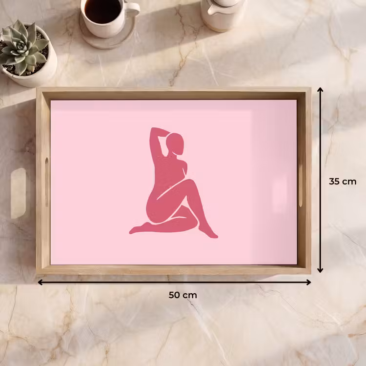 Dienblad - Vrouw - Silhouet - Abstract - Modern - Roze — 9