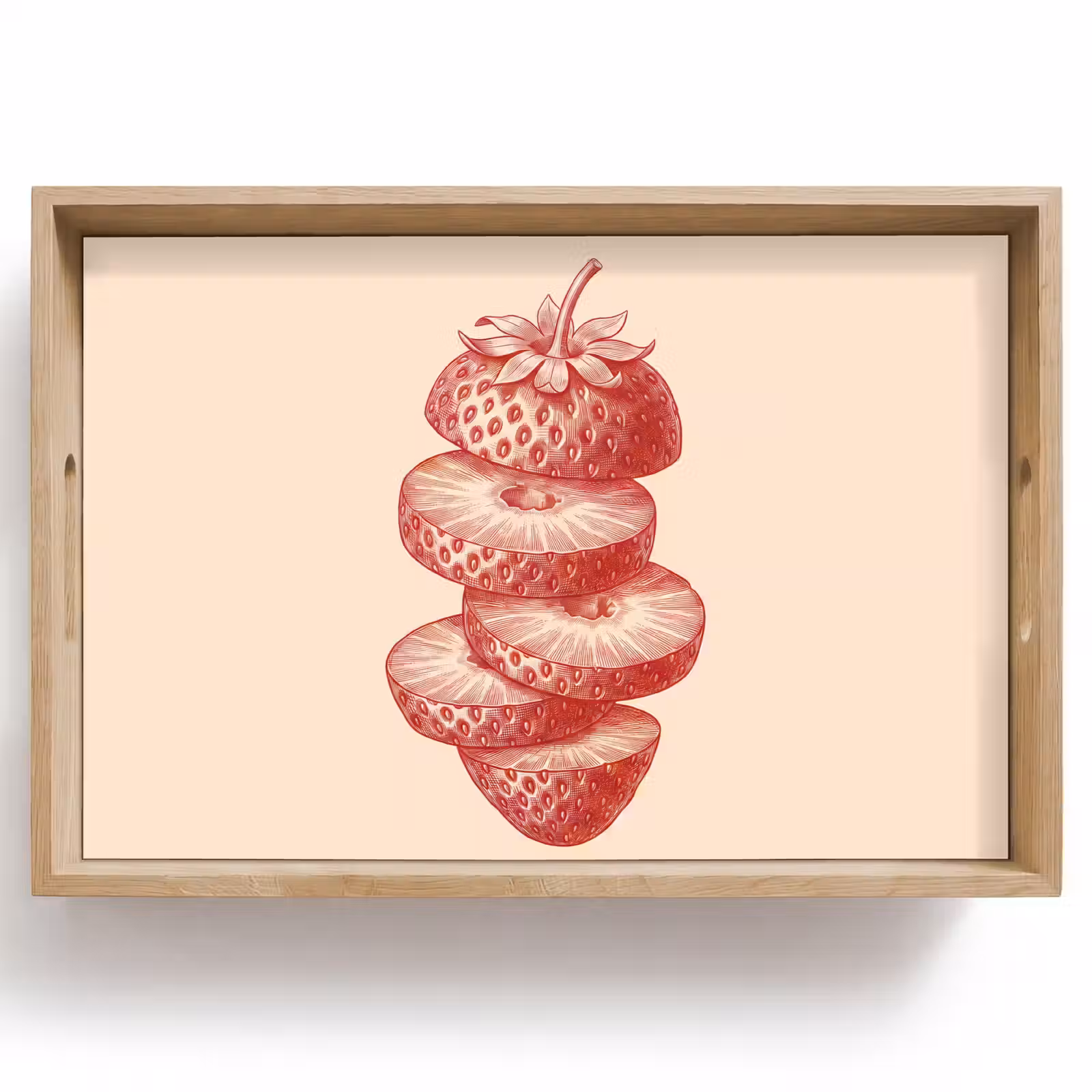 Dienblad - Fruit - Gesneden - Illustratie - Rood - Vintage — 1