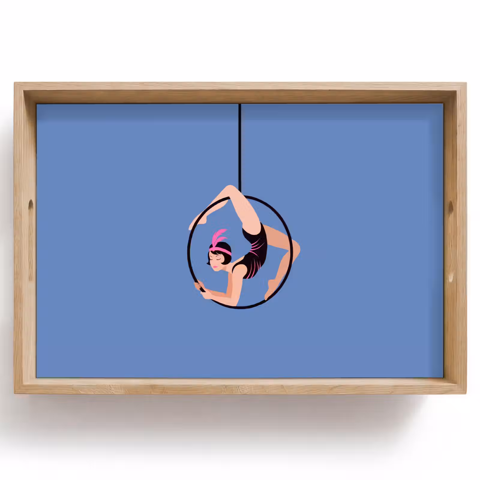 Dienblad - Vrouw - Aerial hoop - Art deco - Illustratie - Blauw — 1