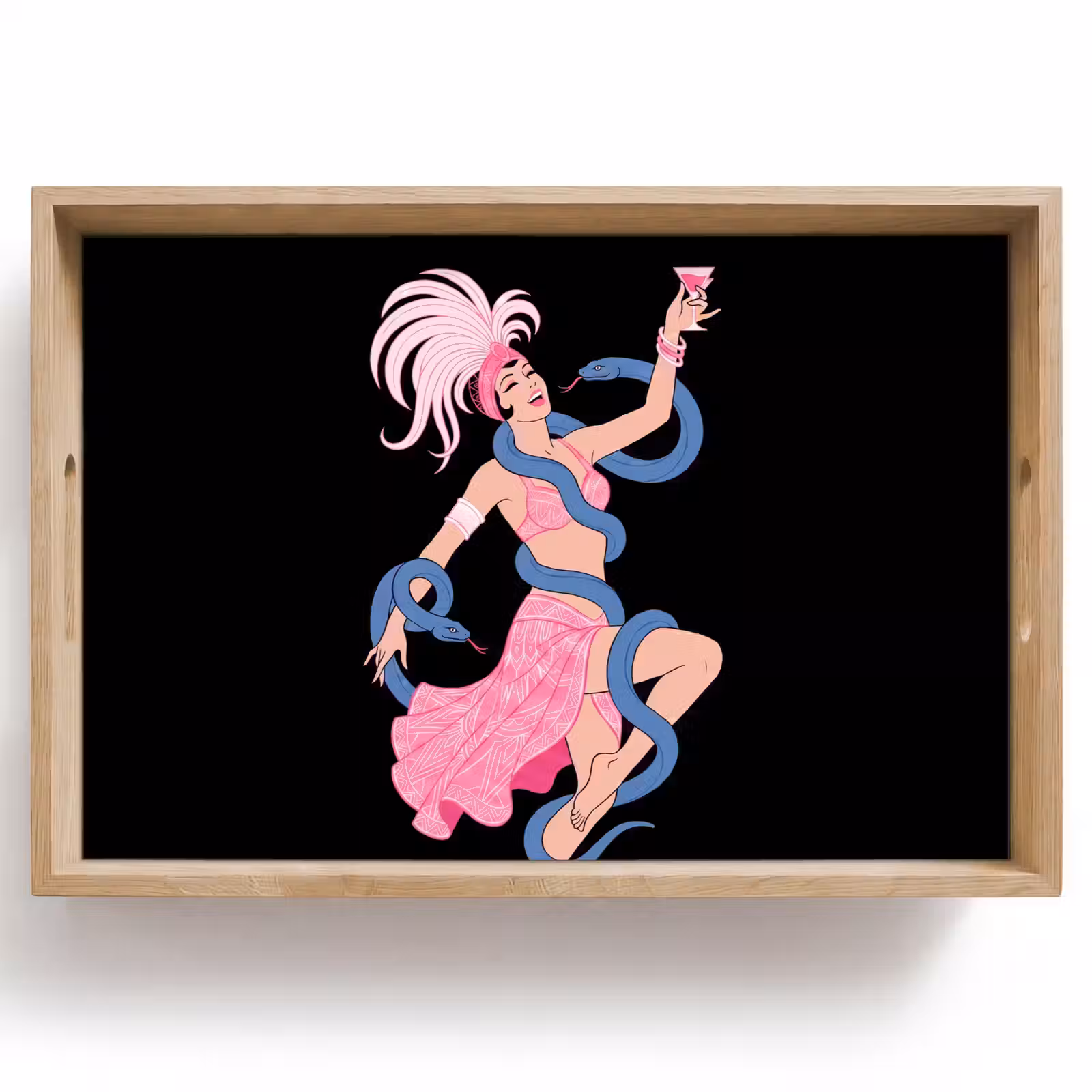 Dienblad - Vrouw - Danseres - Slangen - Art Deco - Roze — 1