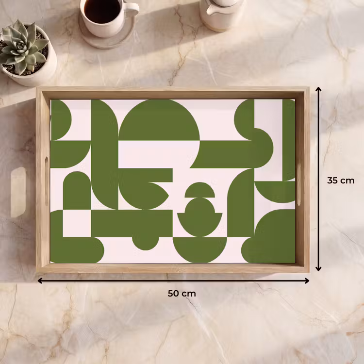 Dienblad - Abstract - Geometrie - Modern - Groen - Wit — 9