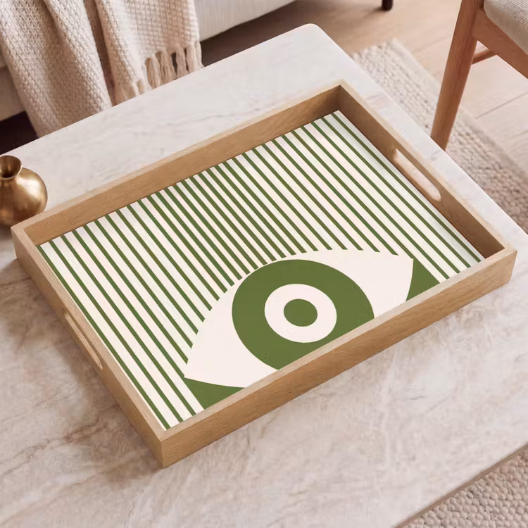 Dienblad - Abstract - Oog - Strepen - Modern - Groen — 2