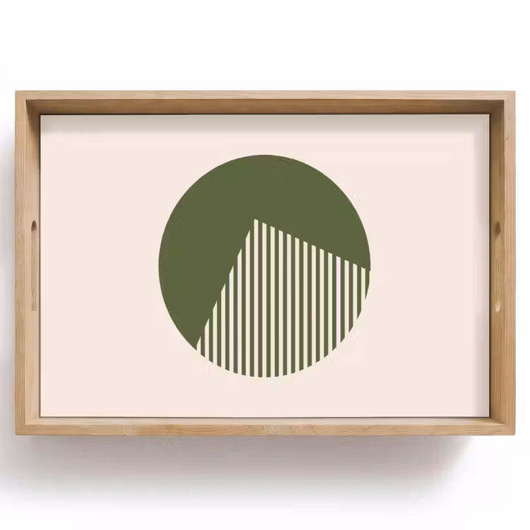 Dienblad - Cirkel - Strepen - Geometrisch - Abstract - Groen — 1