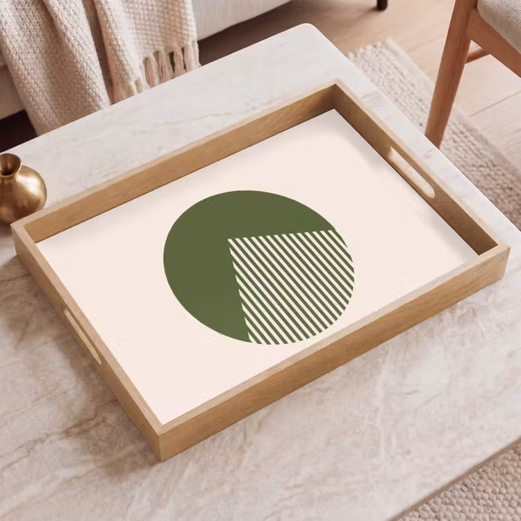 Dienblad - Cirkel - Strepen - Geometrisch - Abstract - Groen — 2